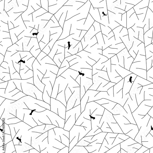 birds-tree-branches-monochromatic-lines-seamless-pattern-abstract-background-texture