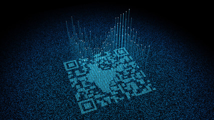 Digital Technology QR Code, Network Identification and Connection,india map