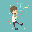 © doppelganger4 - Businessman happy in celebration success.cartoon of business,employee success is the concept of the man characters business, can be used as a background, banner, infographic. vector illustration