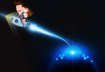 Wall Mural - abstract businessman sitting rocket light out targeted technology background hitech communication co