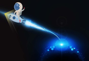 Wall Mural - abstract astronaut sitting rocket light out technology background hitech communication concept innov