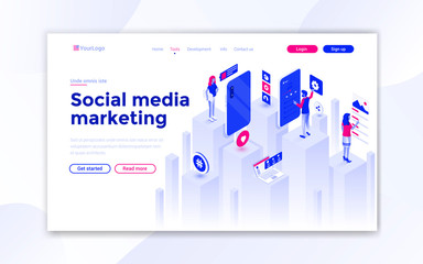 Wall Mural - flat modern design of website template - social media