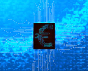 Canvas Print - Network data technology, electronic technology network, data transmission,euro