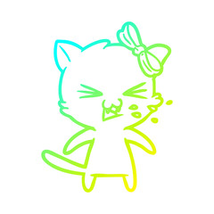 cold gradient line drawing cartoon cat