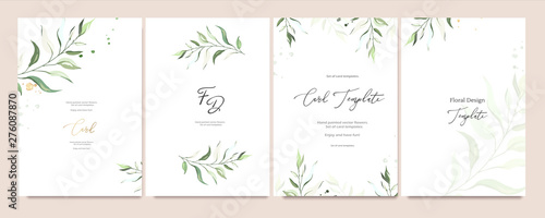 Fotografía Set of card template with herbs, leaves
