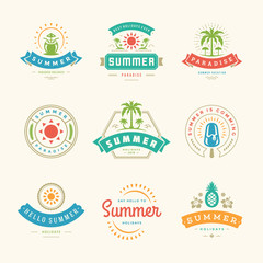 Canvas Print - Summer holidays labels and badges retro typography design set.