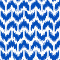 Canvas Print - Uzbek ikat silk fabric pattern, indigo blue and white colors.