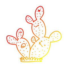 warm gradient line drawing cartoon cactus