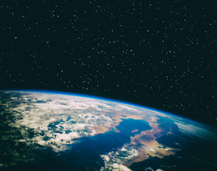 view of the planet earth from space. gas, nebula, stars. the elements of this image furnished by nas