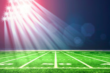 Perspective Of Football Field. Football Stadium With White Lines Marking The Pitch. Perspective Elements.Ragby Football Field With White Lines Marking The Pitch. 3d Illustration.
