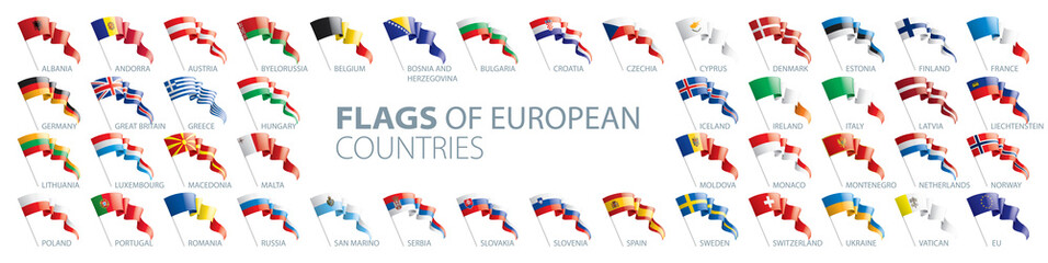 Set of flags of Europe. Vector illustration