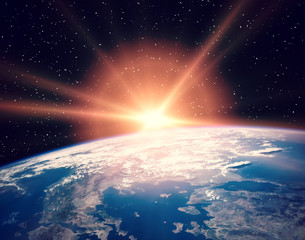 Wall Mural - earth from space during a sunrise. the elements of this image furnished by nasa.