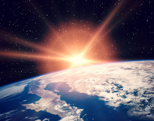 Wall Mural - Earth from space during a sunrise. The elements of this image furnished by NASA.