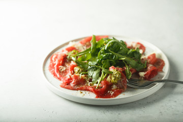 Sticker - Homemade beef carpaccio with pesto sauce