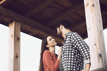 Wall Mural - Romantic loving couple staring at each other