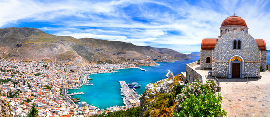 Wall Mural - Amazing Greece series - beautiful Kalymnos island, Dodecanese. view of town and agios Savvas monastery