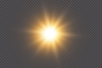 white glowing light explodes on a transparent background. with ray. transparent shining sun, bright 