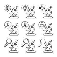 Set Of  Microscopes Vector Icons On White Background
