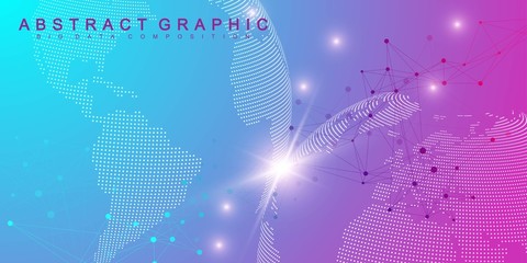 Wall Mural - big data visualization. geometric graphic background molecule and communication. global network conn