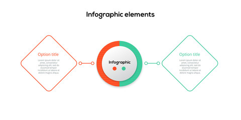 business process chart infographics with 2 step rhombs. square corporate workflow graphic elements. 