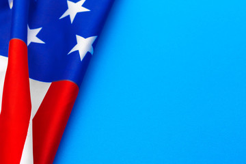 Wall Mural - American flag on blue background