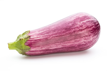 Fresh eggplants, aubergine on a white background.