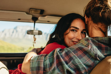 Wall Mural - Loving couple on a road trip