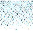 Autumn background. Water, rain drops border, frame made of hand drawn droplets, raindrops, tears. Seamless in horizontal direction fall template, design element. Aquatic rainy decoration, ornament.