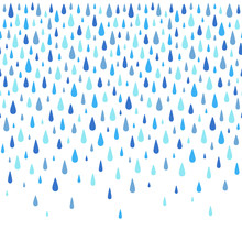 Autumn Background. Water, Rain Drops Border, Frame Made Of Hand Drawn Droplets, Raindrops, Tears. Seamless In Horizontal Direction Fall Template, Design Element. Aquatic Rainy Decoration, Ornament.