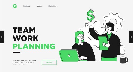 Wall Mural - presentation slide template or landing page website design. business concept illustrations. modern f
