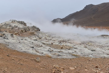 Wall Mural - The famous smoking lava field Hverir in Myvatn, Iceland