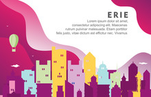 Erie Pennsylvania City Building Cityscape Skyline Dynamic Background Illustration