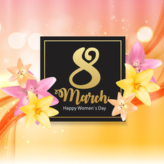 Wall Mural - Poster International Happy Women's Day 8 March Floral Greeting card Vector Illustration