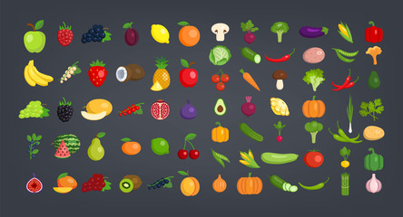 Wall Mural - Big Set of fruits and vegetables.