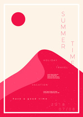 Vector minimalistic poster with typographic design for summer, travel and vacation.