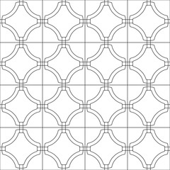 Wall Mural - Elegant geometric black and white linear tile. Seamless vector pattern
