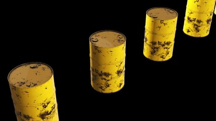 Wall Mural - Old rust metal barrel oil row. 3d render Video available in 4k FullHD and HD render footage