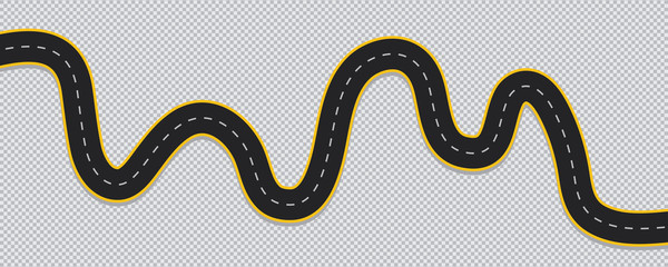 winding road isolated on transparent background.