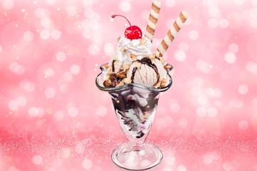 Canvas Print - Tasty ,sweet Ice Cream  in cup on background