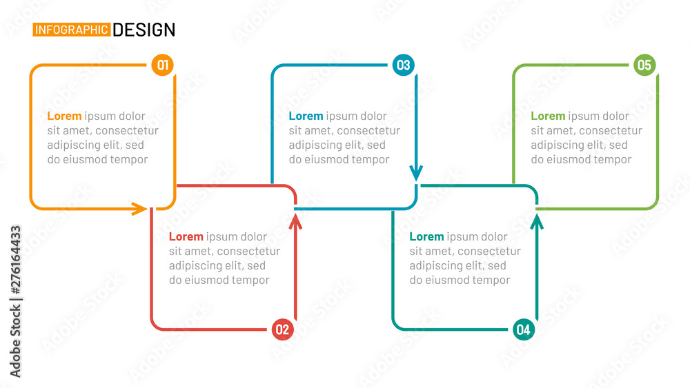 Process Line Below Business process infographic thin line square element with number ...
