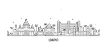 Udaipur Skyline Rajasthan India Big City Vector