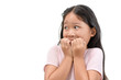 portrait of shocked or scared kid girl isolated