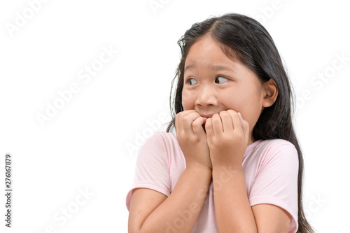 Fotomural portrait of shocked or scared kid girl isolated