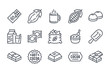 Chocolate related line icon set. Cocoa industry linear icons. Cacao outline vector signs and symbols collection.