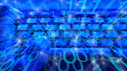 Wall Mural - computer cyber attack target, circle dots and lines algorithm