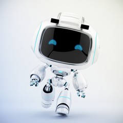 Wall Mural - White mini unit in action – walking robot 3d render