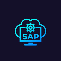 Sticker - SAP, business cloud software icon, vector