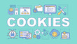 © bsd studio - Cookies word concepts banner. Affiliate and referral tracking software. Computing, data storage. Presentation, website. Isolated lettering typography idea, linear icons. Vector outline illustration