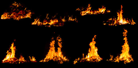 Bonfire on black background light, The collection of fire. Suitable for use in the design, editing, decoration, use on both print and website.