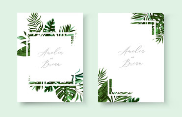 Wedding greenery tropical exotic floral invitation card save the date design